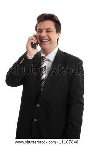 Happy businessman on a telephone call