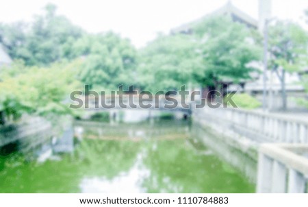Defocused background of an ancient temple in Japan. Intentionally blurred post production for bokeh effect