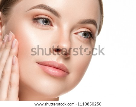 Woman skin care healthy face close up headshot beauty concept female