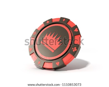 casino red chips isolated on white realistic 3d render objects on white