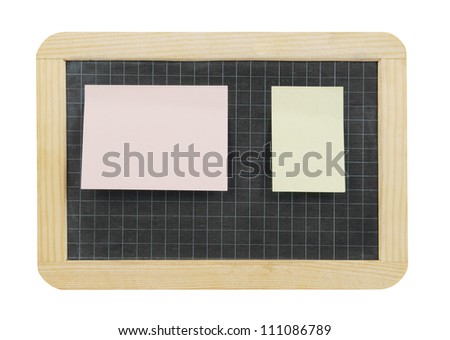 School board with note papers isolated on white