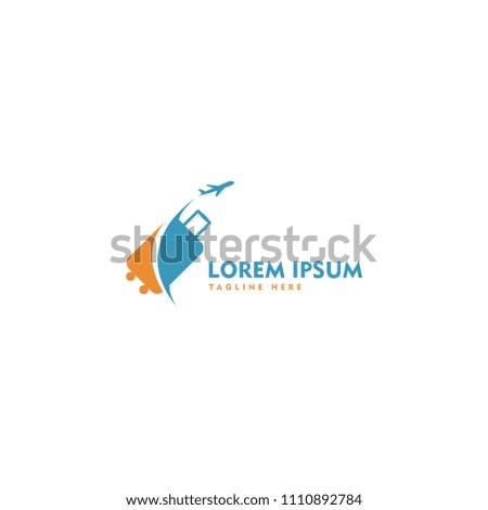travel agent with suitcase concept logo icon vector template