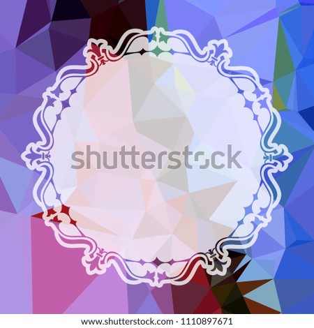 Round frame on a square mosaic background. Copy space. Raster clip art.
