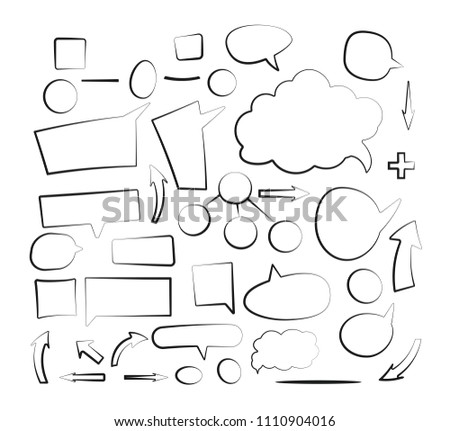Big collection cloud, bubble for message in advertising. Bubbles and cloud isolated in vector. Dialog abstract frame and doodle shapes for communication. Balloon set and comic outline bubble for text