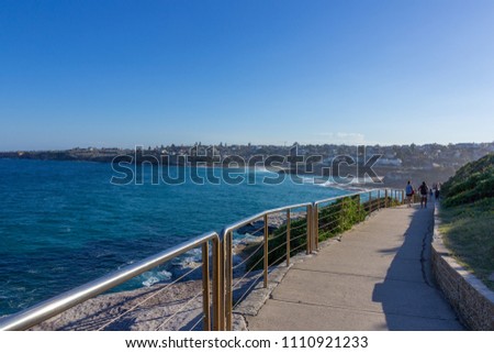 Path leading from Bondi Beach to Tamarama Beach, it is beautiful summer coastal in Sydney.