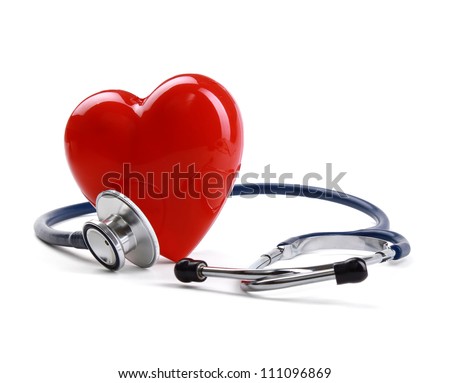 Red heart and a stethoscope Royalty-Free Stock Photo #111096869