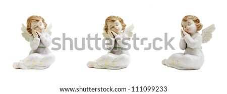 Figurine of angels on isolated white background