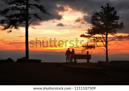 Minute of love, lover watch good view together during sunset, evening sky