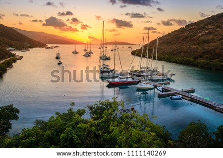 Beautiful sunset scene on the island of Virgin Gorda in BVI Royalty-Free Stock Photo #1111140269