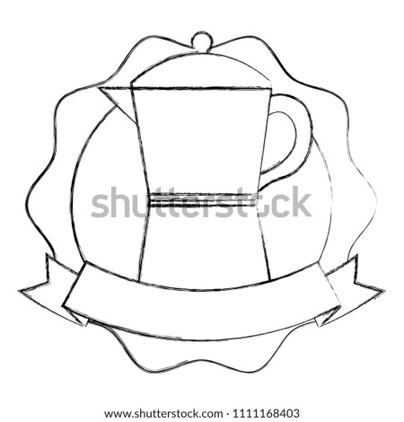 lace of coffee teapot with ribbon isolated icon
