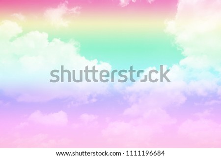 Colorful sky,pink,blue,yellow and soft clouds for background and postcard.Abstract and pastel color. 