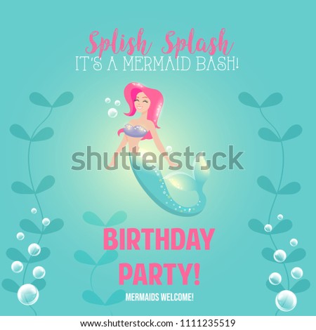 Birthday invitation with mermaid