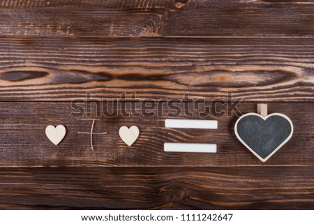 Hearts, love, Valentines Day on a wooden rustic background