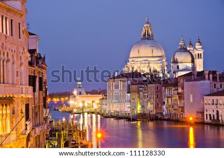 Grand Canal and Basilica Santa Maria della Salute, Venice, Italy Royalty-Free Stock Photo #111128330