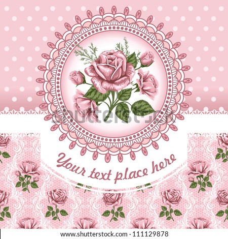 Pink romantic floral background with vintage roses
