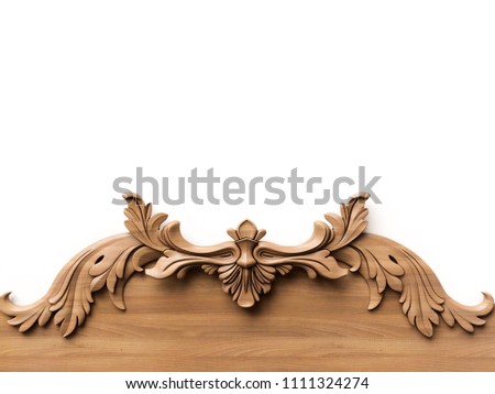 Wooden ornament background. 3D illustration