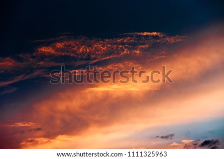Beautiful orange summer sunset sky
