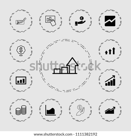 Profit icon. collection of 13 profit filled and outline icons such as line chart, graph, chart, hand on coin, hand on graph, coin. editable profit icons for web and mobile.