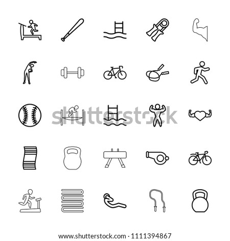 Exercise icon. collection of 25 exercise outline icons such as exercising, treadmill, jump rope, pool ladder, bicycle. editable exercise icons for web and mobile.