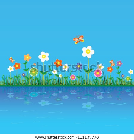 flower cute and sweet vector illustration on a blue background