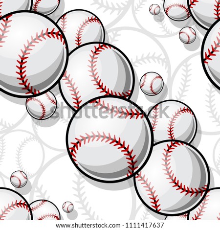 Seamless pattern with baseball softball ball graphics. Vector illustration. Ideal for wallpaper, packaging, fabric, textile, wrapping paper design and any kind of decoration.