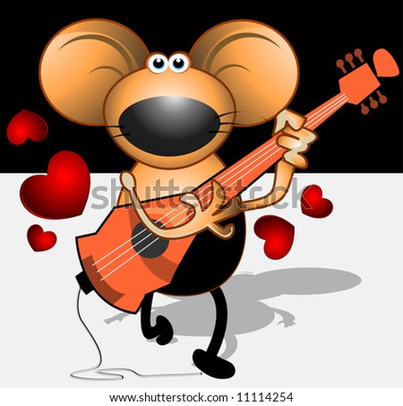 musician mice with guitar, 	