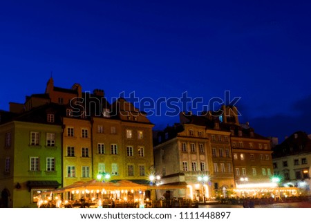 Warsaw, the old city, night photo of old houses