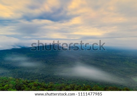 Pha Mo E Dang whit fog  in morning in Khao Pra Wihan National Park Thailand.