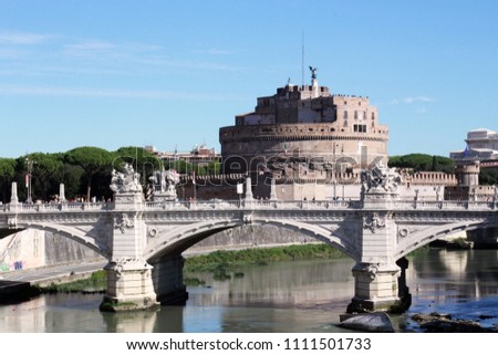 A photo of the exterior of The Mausoleum of Hadrian, formerly known as Castel Sant'Angelo originally used as a mausoleum for  Roman Emperor Hadrian and later used as a castle for the Popes.