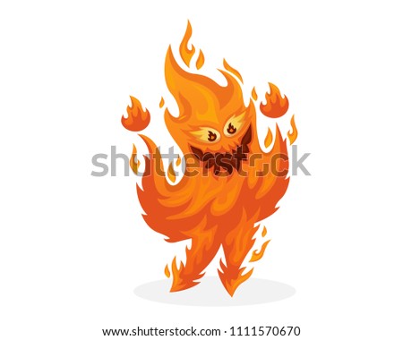 Cute Cheerful Fire Monster Cartoon Character Illustration, suitable for Game Asset, Book Illustration, Infographic, and Other Health Related Graphic Purpose 