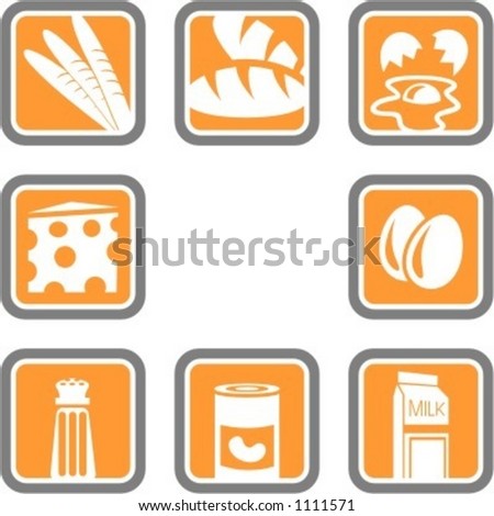 A set of 8 food vector icons.
