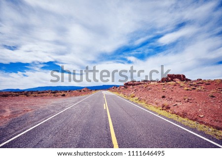Scenic road in the Capitol Reef National Park, vintage stylized picture, Utah, USA.