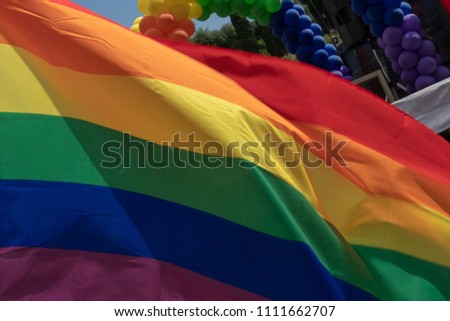 Gay Pride rainbow peace flag back light