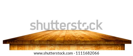Empty wooden table perspective with clipping path for product placement or montage with focus to table. Wooden board surface.