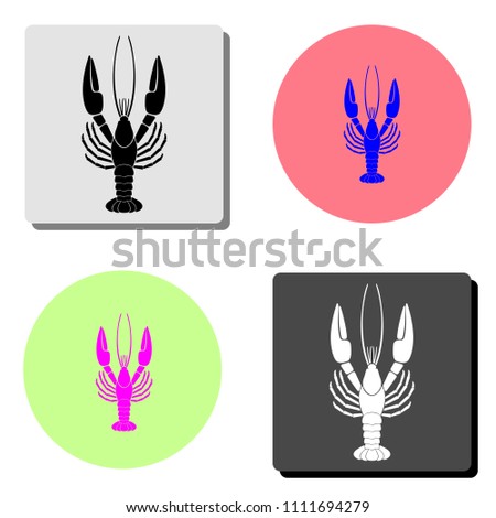 Lobster. simple flat vector icon illustration on four different color backgrounds