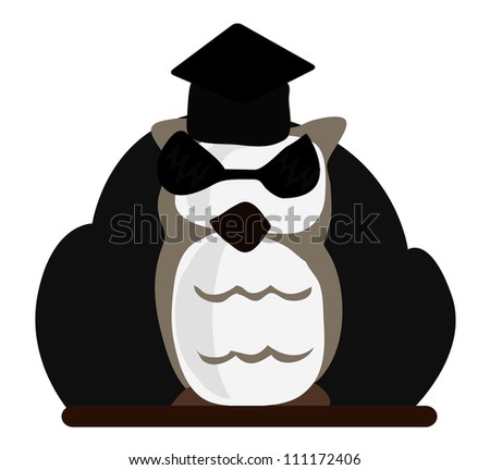 Vector - A owl wearing dark glasses and square academic cap.