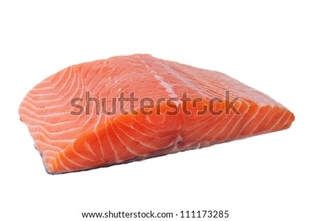 Salmon fillet isolated on white. Royalty-Free Stock Photo #111173285