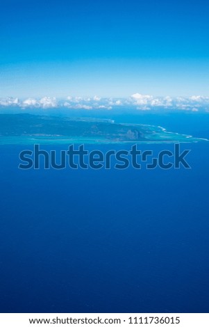 Aerial panorama of white sand beach at Le Morne Brabant mountain, Mauritius Island. Ile Maurice.