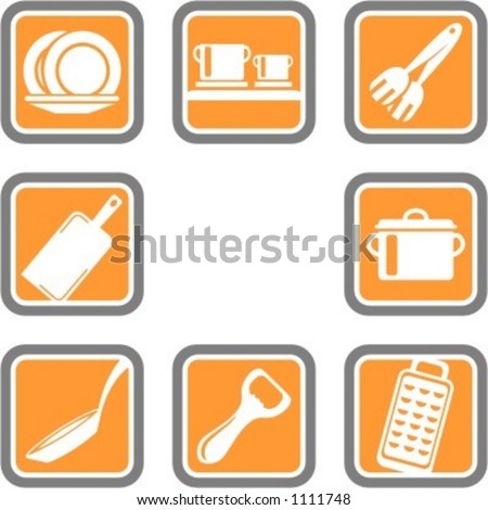A set of 8 houseware vector icons.