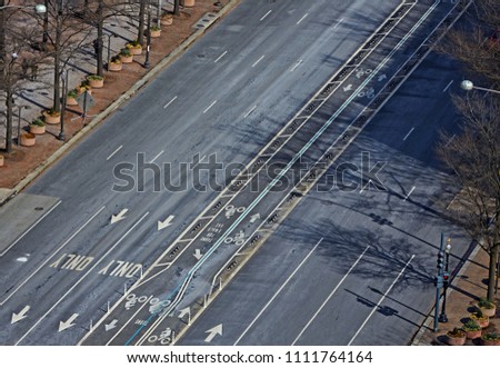 Aerial view of Pennslyvania avenue in Washington DC on winters day