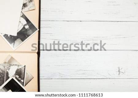 Retro paper photo, old picture card. Antique background. Copy space for text.