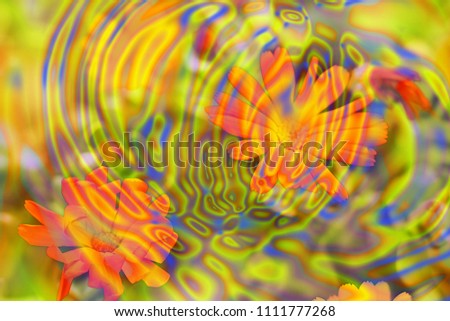 Floral summer psychedelic pattern. Cartoon style. Clip art