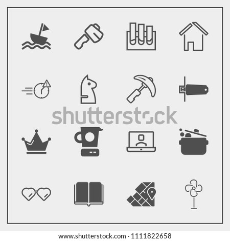 Modern, simple vector icon set with analysis, cook, textbook, library, cooler, sunglasses, hammer, literature, map, nautical, fan, book, internet, communication, electric, screwdriver, world icons