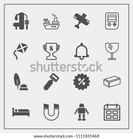 Modern, simple vector icon set with sea, kitchen, science, schedule, bed, peeler, sport, sale, ship, aircraft, timetable, airplane, war, military, calligraphy, hotel, exercise, day, building icons