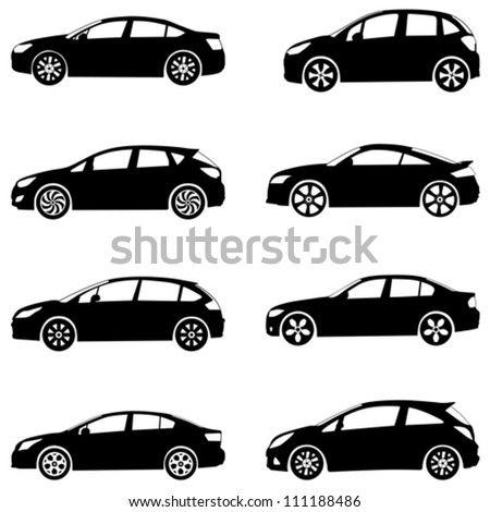 Silhouette cars on a white background. Vector illustration.