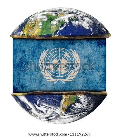 UN earth globe flag. Elements of this image furnished by NASA.