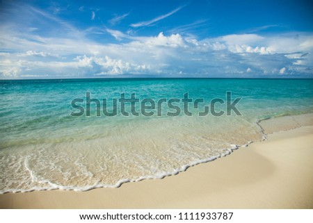 Waves in ocean. Maldives Island. Maldive. Summer. May. White sand and blue water