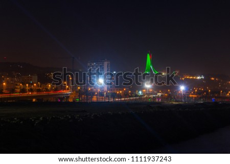 View of Algiers at night from Sablette , Algeria - May 25, 2018