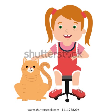 little girl with cute cat