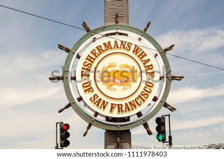 Fisherman's wharf sign in San Francisco, United States of America Royalty-Free Stock Photo #1111978403
